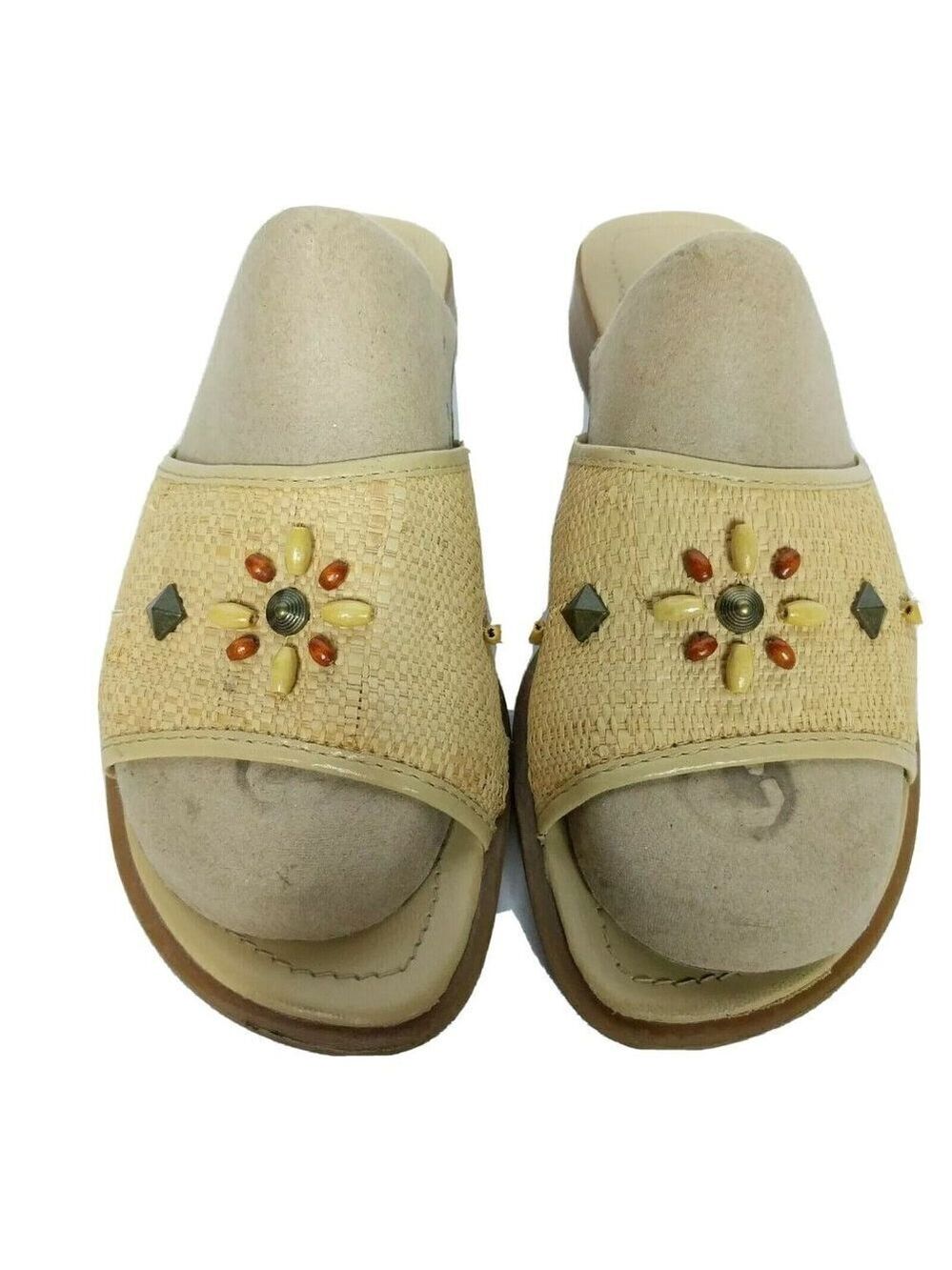 Cabin Creek Beige Raffia Beaded Sandals Size 6.5M - Picture 5 of 8